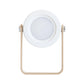 White LED lantern lamp front view with round light panel and metal side knobs
