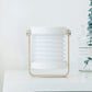 White LED lantern lamp with ribbed translucent diffuser panel in front, tabletop