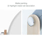 White lantern lamp with matte finish and metal front knob, wood handle edge