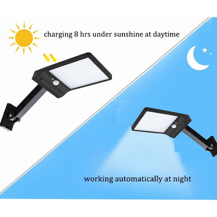 Solar LED wall light with bracket, black housing and white LED panel