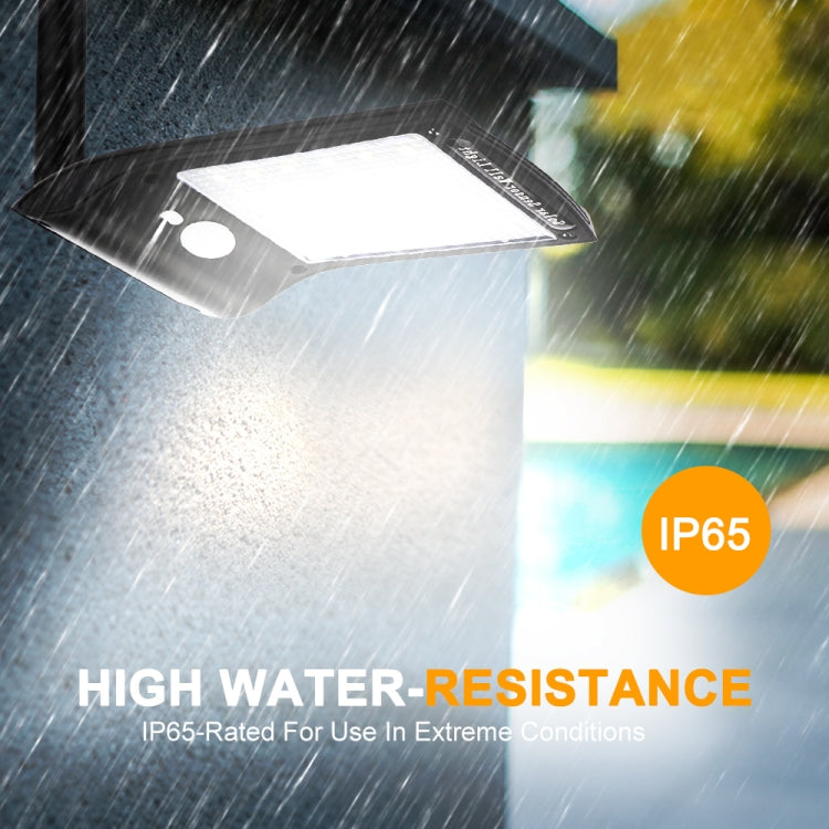 Weatherproof solar LED wall light, rain-splash scene, black body and white panel