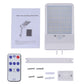 Solar LED wall light kit with remote control, parts, and instruction sheet