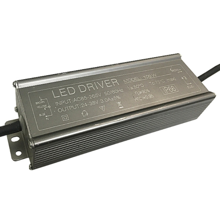 LED driver adapter with side label, cable leads, and metal mounting bracket