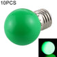 Green LED light bulb with E27 screw base and translucent globe