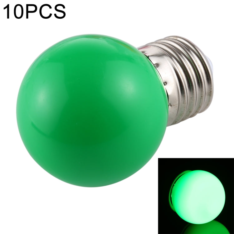 Green LED light bulb with E27 screw base and translucent globe