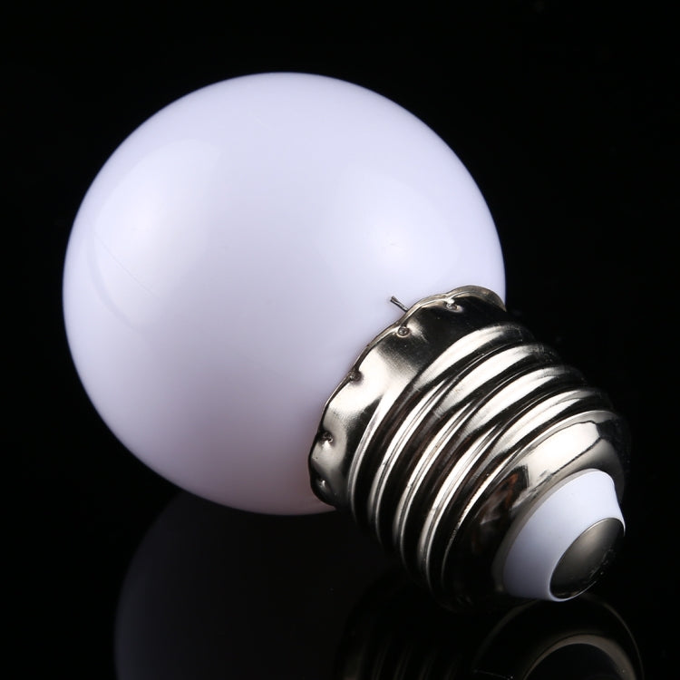 LED light bulb with E27 base, frosted globe close-up