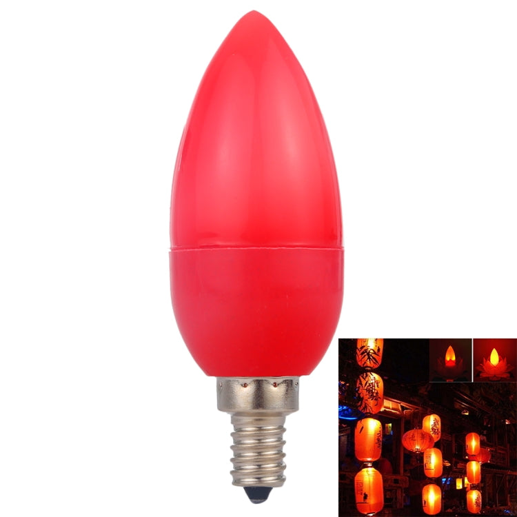 Red LED light bulb with E12 screw base, teardrop shape