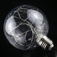 Retro filament LED bulb with E27 screw base and white wire filaments inside clear globe, unlit