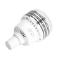 LED light bulb with frosted cover, vented metal rings, and E26 screw base, white body