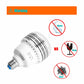 LED light bulb with warning icons for water, drop, and dust protection