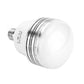 LED light bulb with frosted dome and metal vent bands, E26 screw base, white