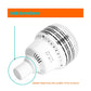 LED light bulb with detailed E26 screw base and vented aluminum rings, frosted dome
