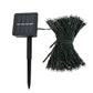 Solar LED string lights set with black solar panel and bundled wire strands