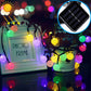 Solar LED bubble ball string lights with multicolor globe bulbs and included solar panel