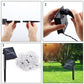 Solar LED bubble ball string lights showing solar panel and stake setup steps