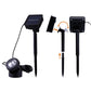 Two-head solar LED spotlight with adjustable heads and two stake bases