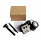 Two-head solar LED waterproof spotlight kit with controller box, stakes, and two lamp heads