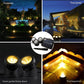 Pair of black LED solar waterproof spotlights with solar panel and stake set