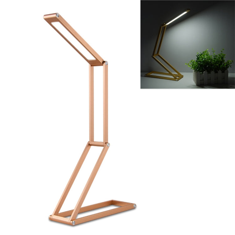 Folding LED desk lamp with light wood frame and adjustable slim top bar