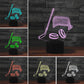 Multi-color 3D LED hockey table lamp set with stick, goal, puck, and helmet
