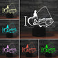 Fishing-themed 3D LED table lamp on base shown in multiple glowing colors
