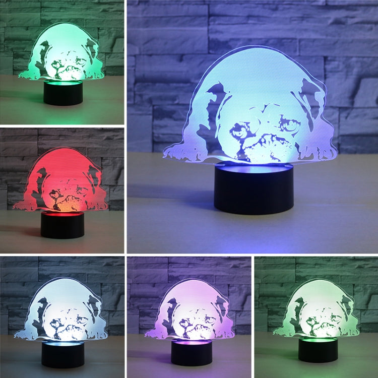 3D dog-shaped LED table lamp shown in multiple colors on a black base