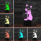 Color-changing 3D cat-shaped LED table lamp shown in multiple glowing colors