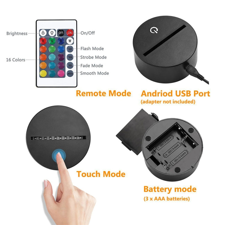 Black touch-control cat LED table lamp base with USB port and remote mode diagram