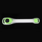 White LED wristband with green end caps and black control button.