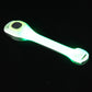 White LED wristband glowing green with circular green light button.