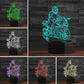 Motorcycle 3D LED lamp with multi-color glowing rider silhouettes and black base