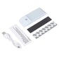 USB rechargeable LED light kit: white bar, black strips, instructions, and USB cable