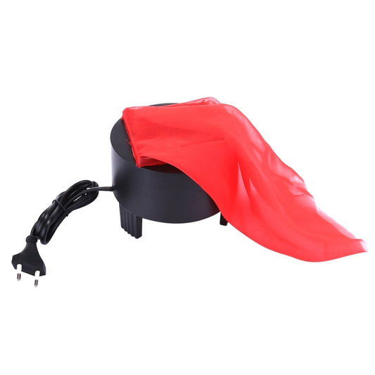 Red flame light with black base, power cord visible on side