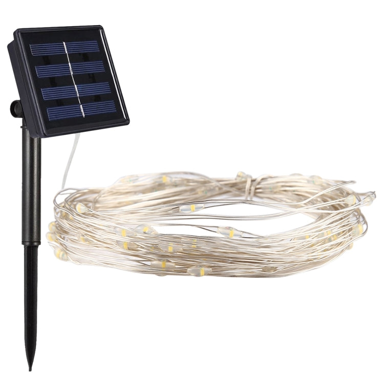 Solar LED fairy string light with coiled clear wire and small warm-white LED tips