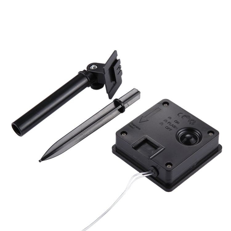 Solar stake light components: panel mount, stake, and control module with wire