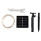 Solar fairy light kit with bundled clear wire, solar panel, and ground stake