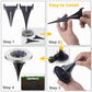 Solar ground LED light installation steps showing parts and mounting sequence