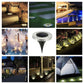 Solar LED buried ground light with round silver cap and multiple glowing landscape heads