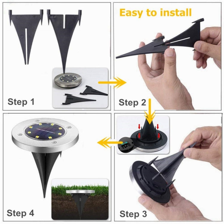 Set of solar buried ground lights with spike stakes shown for easy installation