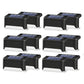 Set of black solar step lights with rectangular solar panels and low-profile lamp housings.