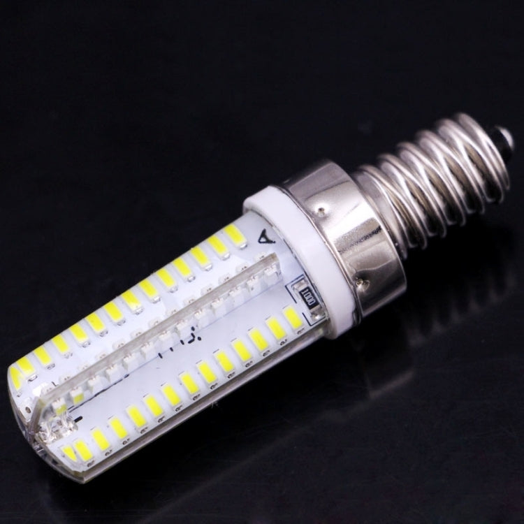 104-LED E14 filament LED bulb, transparent glass tube with yellow SMD LED strips