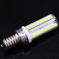 104-LED E14 filament LED bulb in side view, clear glass and visible LED strip rows
