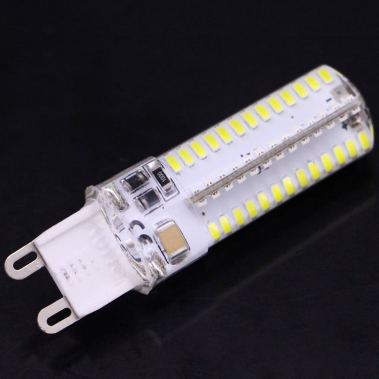 G9 LED light bulb angled view with clear housing, two pins, and multiple LED rows