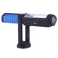 Blue multi-function stand light with telescoping base, USB ports, and swiveling head