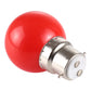 Red LED bulb with silver base and vented metal collar