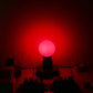 Glowing red LED light bulb with bright red illumination