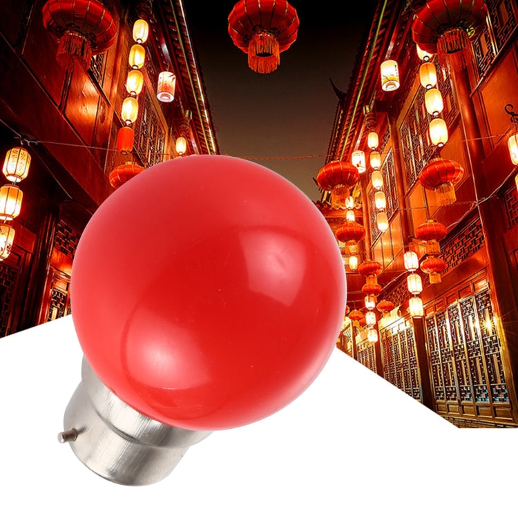 Angled red LED bulb with silver metal base and glossy dome