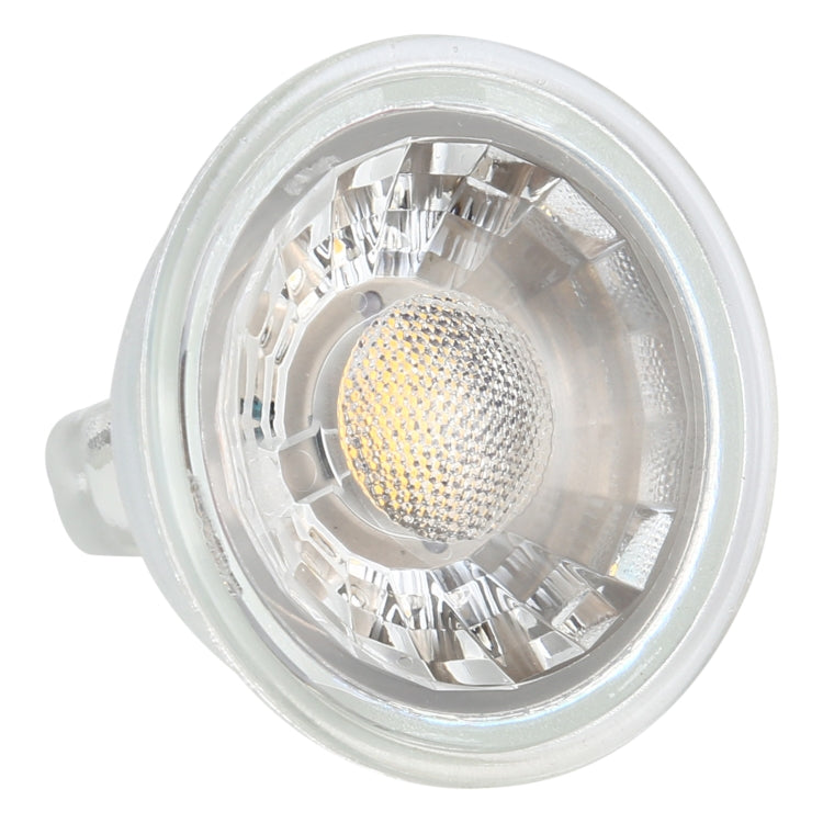 MR16 LED spotlight front view with clear reflector and circular LED array