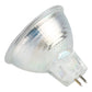 MR16 LED spotlight side view, silver housing with two metal plug pins