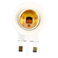 White E27 lamp holder adapter with brass screw terminals, viewed from front